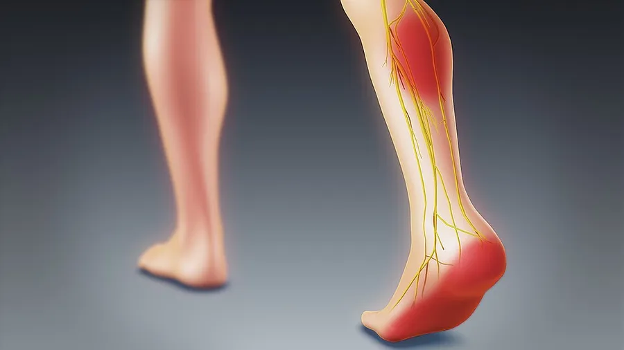 Distribution of Pain from below the knee to foot.